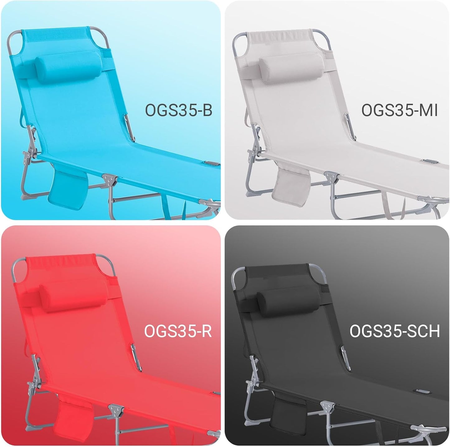 Strandliege | Gartenliege | Sonnenliege klappbar | Rot | OGS35-R