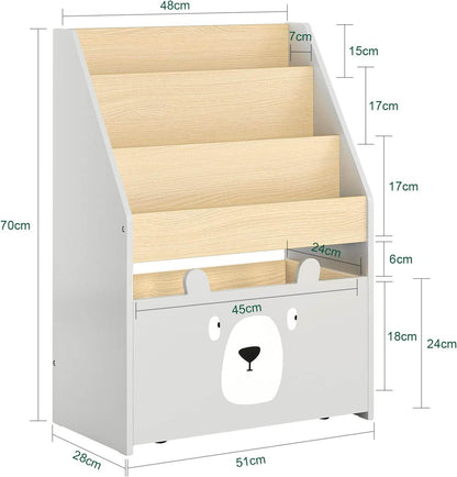 Kinderbücherregal | Spielzeugtruhe | Aufbewahrungsregal Kinderzimmer | Grau/Natur - Palo24