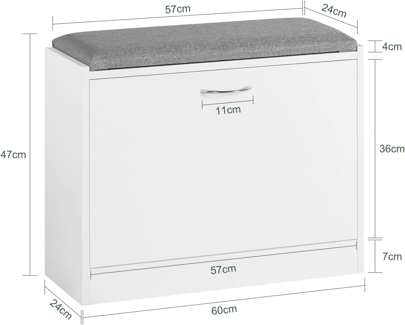 Schuhkipper | Schuhbank mit Schuhregal | Weiss FSR16-K-W