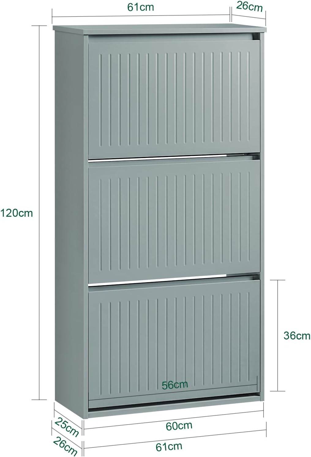 Schuhkipper Mit 3 Klappen | Schuhschrank | Schuhregal | Hellgrau - Palo24