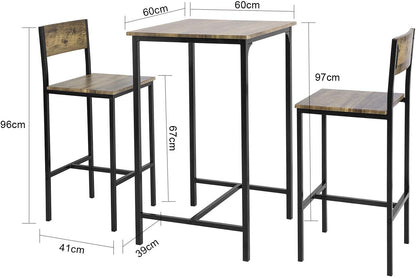 Bartisch mit 2 Barhocker | Bartisch set | 3-teilig | OGT27-N