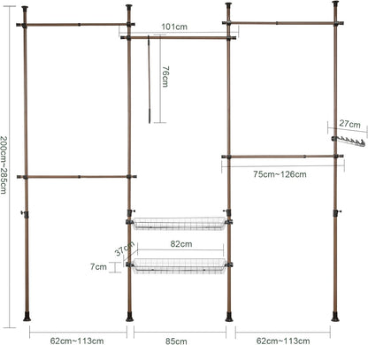 Teleskop Kleiderstange | Kleiderstangen System | Regalsystem | KLS04-BR