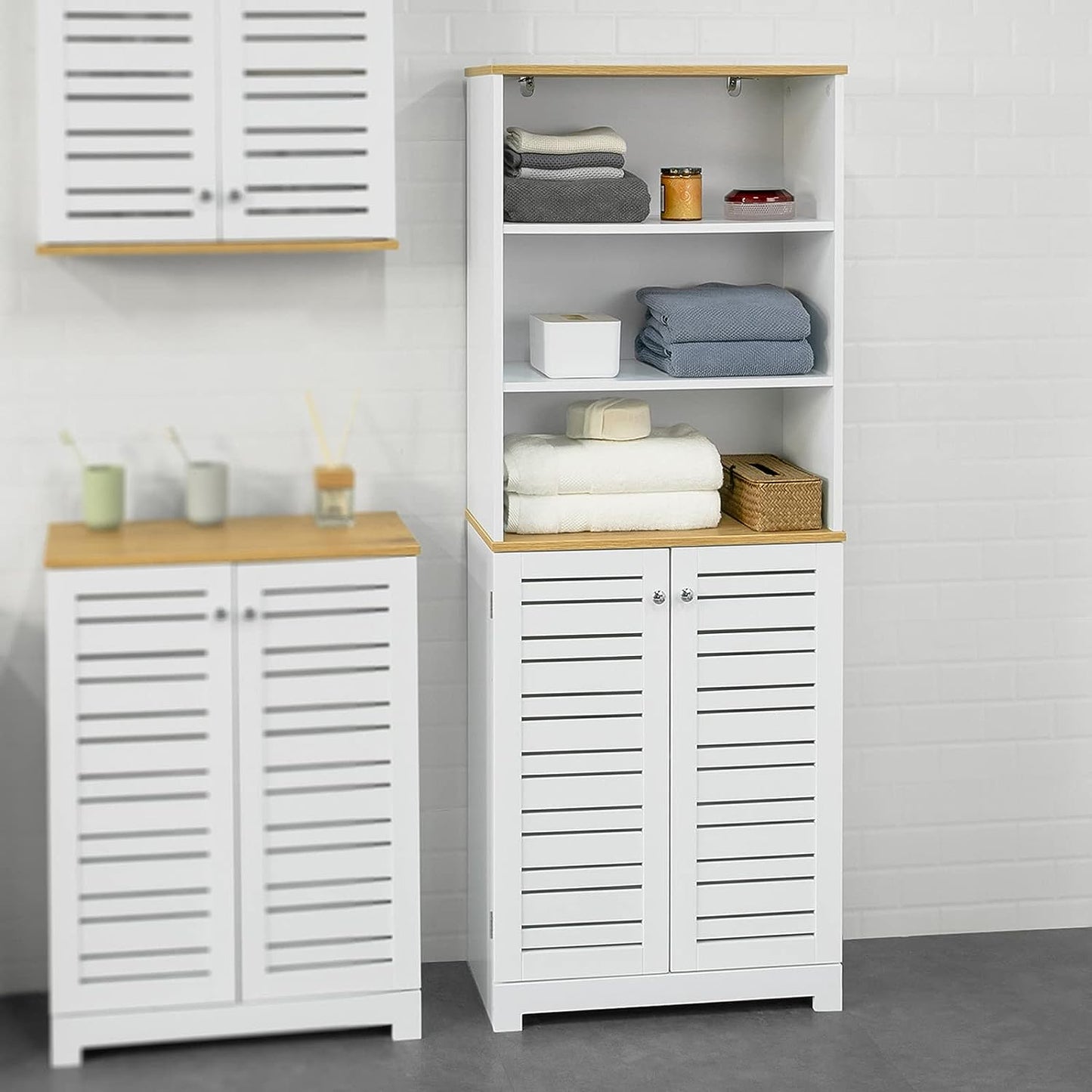 Badezimmer Hochschrank | Badschrank Weiss Badezimmermöbel | BZR44-W