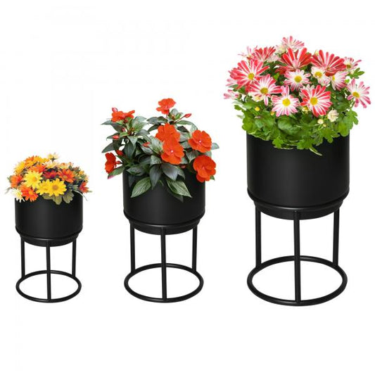 3er Set Blumenständer mit Blumentopf aus Metall