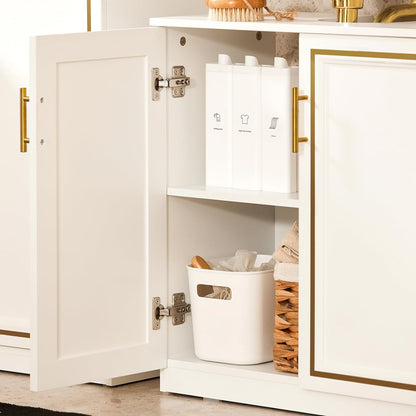 Waschbeckenunterschrank | Badschrank | Waschtisch | Weiß+Gold | BZR86-W