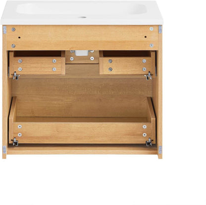 Waschbeckenunterschrank | Waschtisch Natur | Waschbecken mit Unterschrank - Palo24