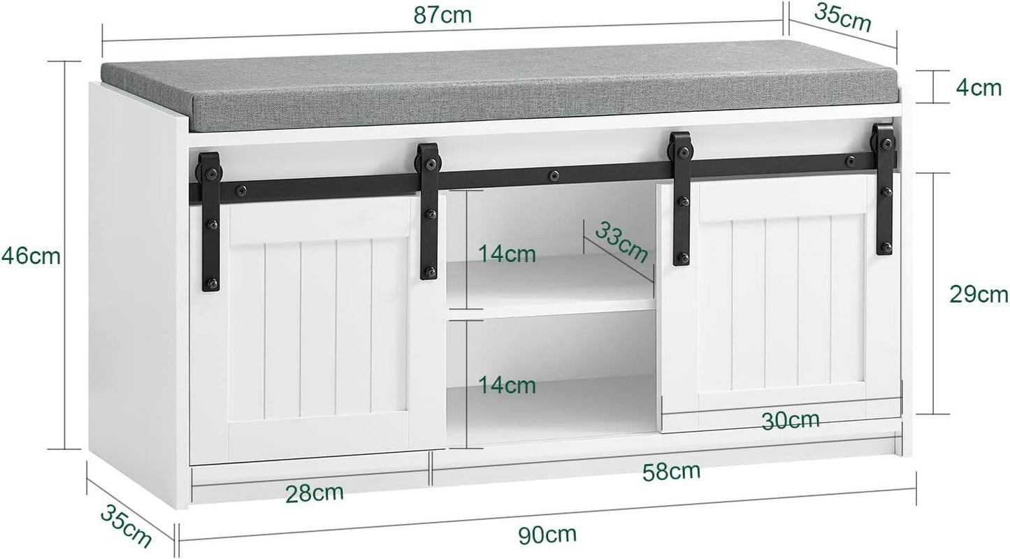 Schuhbank mit Sitzfläche | Sitzbank | Dielenbank | Schuhregal | Weiss - Palo24