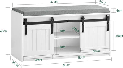 Schuhbank mit Sitzfläche | Sitzbank | Dielenbank | Schuhregal | Weiss - Palo24