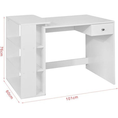 Schreibtisch Weiss | Bürotisch mit Regal | Computertisch