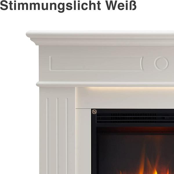 CrownFlame Elektrokamin Elektrischer Standkamin Leandros Weiss