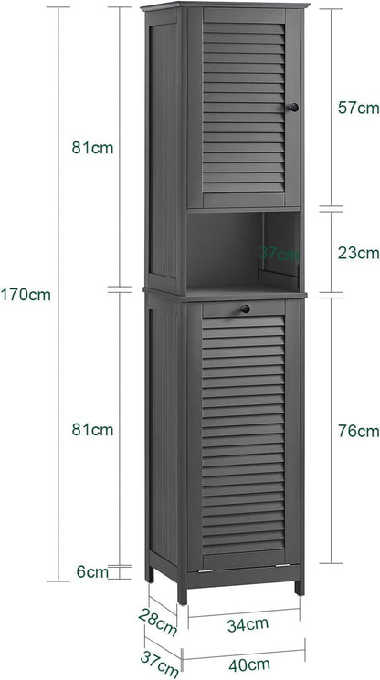 Hochschrank Mit Ausklappbarem Wäschesack Badregal Dunkelgrau - Palo24