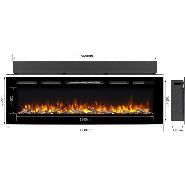 RICHEN Elektrokamin - Elektrischer Einbaukamin Fiamma 68" - Palo24