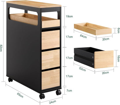 Nischenregal mit 3 Schubladen | Küchenregal schmales | Nischenwagen | BZR54-SCH - Palo24