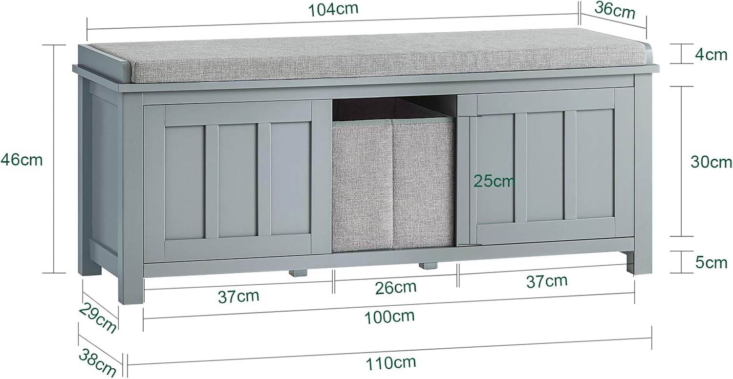 Sitzkommode | Schuhbank mit Sitzfläche | Sitzbank mit 1 Korb | Hellgrau - Palo24