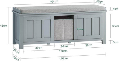 Sitzkommode | Schuhbank mit Sitzfläche | Sitzbank mit 1 Korb | Hellgrau - Palo24