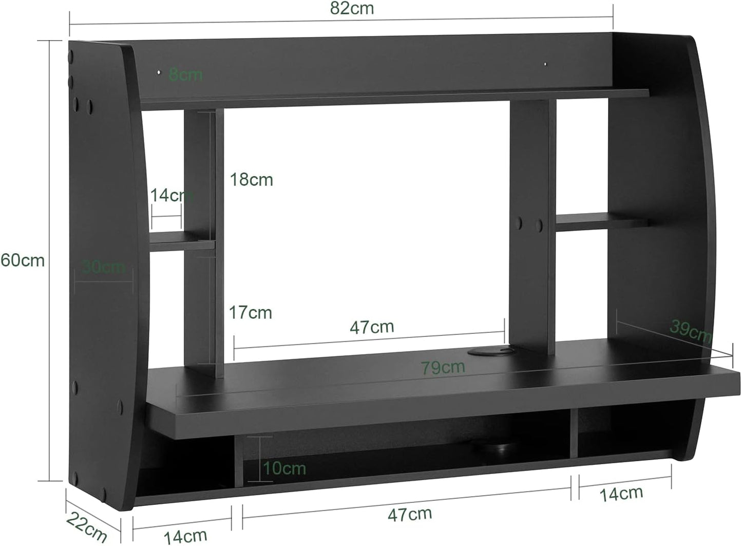 Wandtisch | Schreibtisch | Computertisch Schwarz | FWT18-SCH