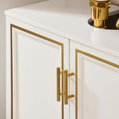 Waschbeckenunterschrank | Badschrank | Waschtisch | Weiß+Gold | BZR86-W