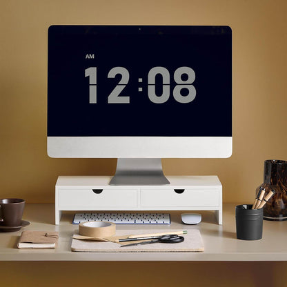 Monitorerhöhung | Monitorständer mit Schubladen | Weiss BBF02-W - Palo24