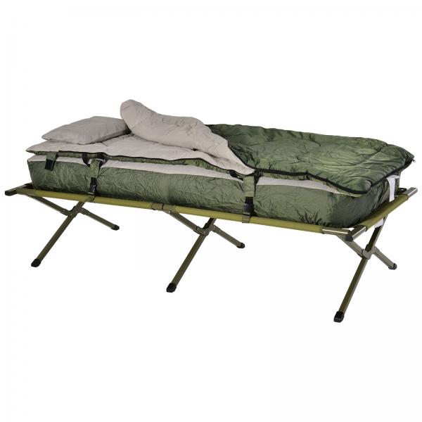 Campingbett Set mit Zelt Schlafsack Matratze 4 in 1 faltbar Dunkelgrün - Palo24