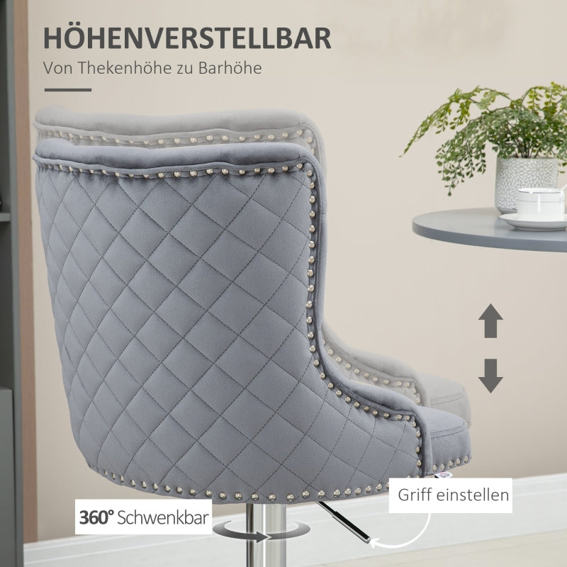 2er Set Barhocker höhenverstellbar Grau