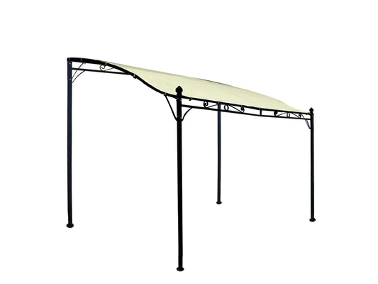 Anbaupavillon MANTOVA 3x2,5 Meter, Stahl schwarz, Plane PVC-beschichtet écru