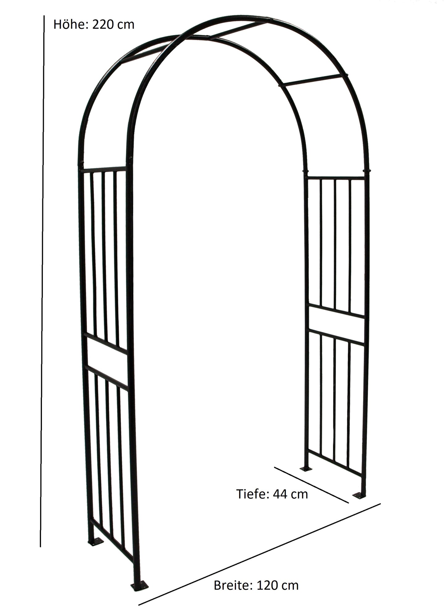Rosenbogen VERSAILLES 220x120cm, Metall schwarz Hammerschlagoptik