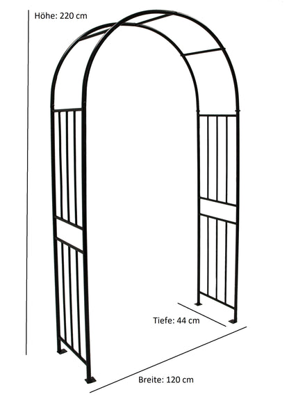 Rosenbogen VERSAILLES 220x120cm, Metall schwarz Hammerschlagoptik
