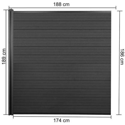 WPC-Sichtschutz Sarthe, Windschutz Zaun, WPC-Pfosten ~ 2er Set, 3,76m anthrazit