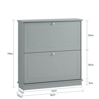 Schuhkipper | Schuhschrank mit 2 Klappen | Schuhkommode Hellgrau - Palo24