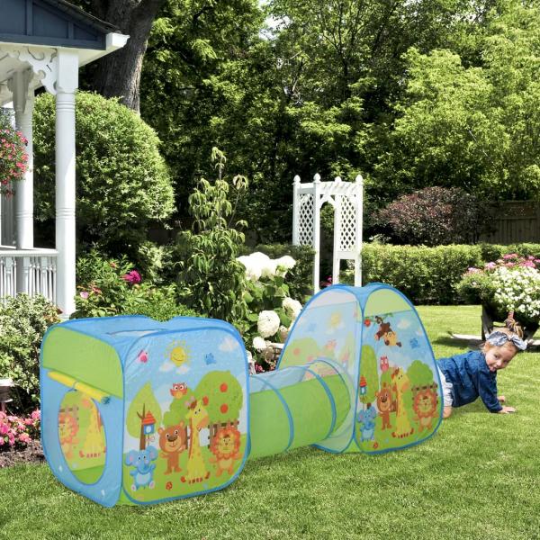 Pop up Kinderspielzelt 3-teiliges Babyzelt Kinderzelt Tunnel Faltbar Polyester 230 x 74 x 93 cm