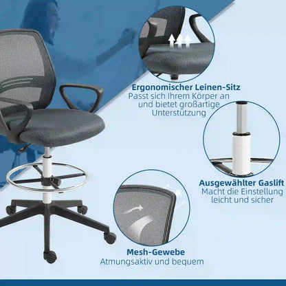 Bürostuhl Ergonomischer Schreibtischstuhl mit Armlehnen Grau