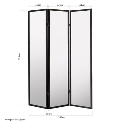 Paravent Schwarz Shoji Reispapier Weiss | 3 teilig | Holz | Raumteiler Trennwand Sichtschutz