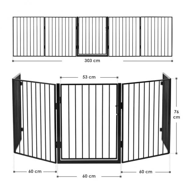 Metall Kaminschutzgitter 300 cm mit Tür und Befestigungsmaterial