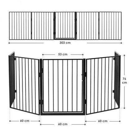 Metall Kaminschutzgitter 300 cm mit Tür und Befestigungsmaterial