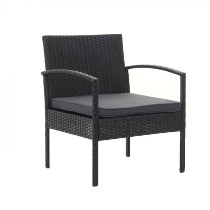 Poly-Rattan Garnitur HWC-F56, Balkon-/Garten-/Lounge-Set Sitzgruppe ~ schwarz, Kissen dunkelgrau