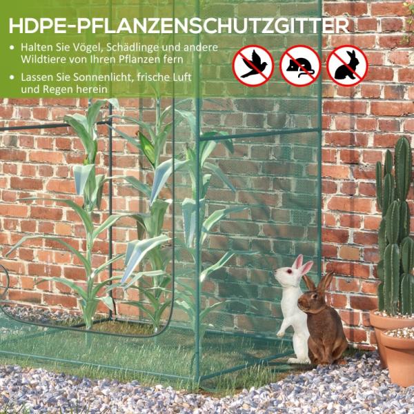 1,2 x 2 m Pflanzenschutznetz, Gewächshaus, Winddichtes Tomatenhaus, Pflanzennetz mit Tür, HDPE, Dunkelgrün