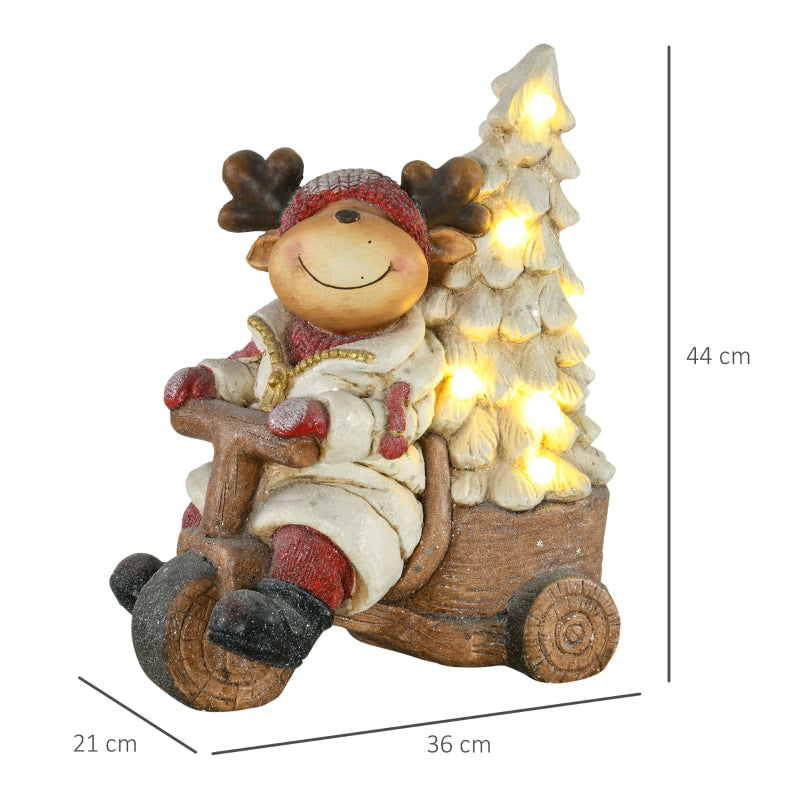 LED Weihnachtsdeko, Rentier mit Weihnachtsbaum 44cm
