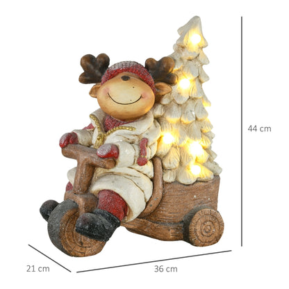 LED Weihnachtsdeko, Rentier mit Weihnachtsbaum 44cm
