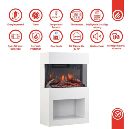 Elektrischer Kaminofen Henri 1000/2000 Watt Weiss - Palo24