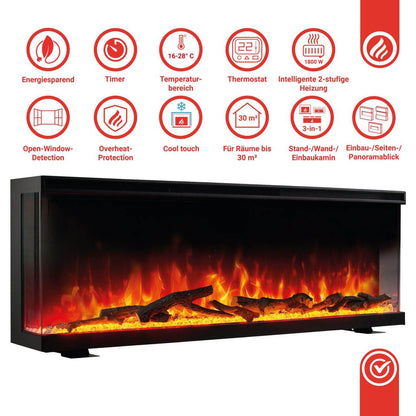 KAMINIO 3-in-1 Elektrokamin LEA - Panoramaview 42 Zoll Schwarz - Palo24