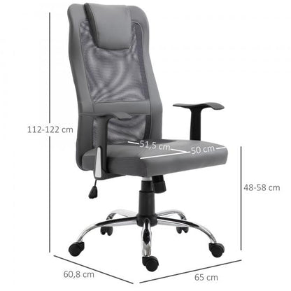 Bürostuhl höhenverstellbar Chefsessel Gaming Stuhl ergonomisch PU grau