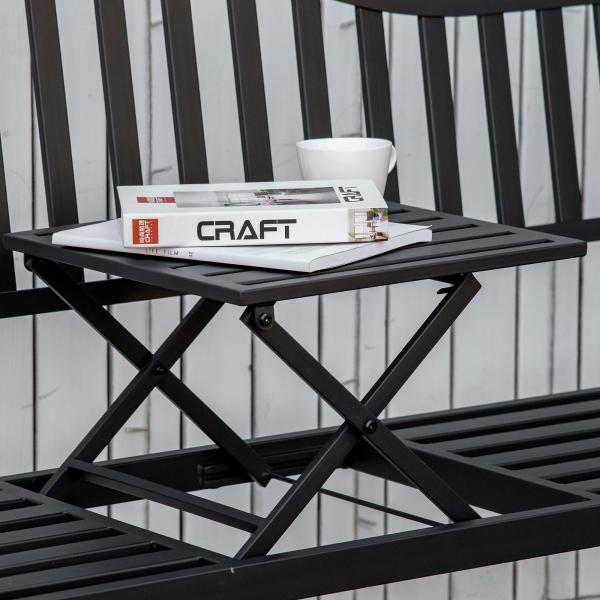 Gartenbank mit ausziehbarem Tisch Metall Schwarz - Palo24