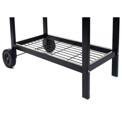 Grillwagen Holzkohlegrill Standgrill Gartengrill mit Deckel Ablage, Stahl 103x93x70cm schwarz