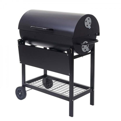 Grillwagen Holzkohlegrill Standgrill Gartengrill mit Deckel Ablage, Stahl 103x93x70cm schwarz