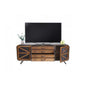 TV-Rack Fernsehtisch Lowboard Kommode, Industrial Tanne Holz Metall, braun-schwarz