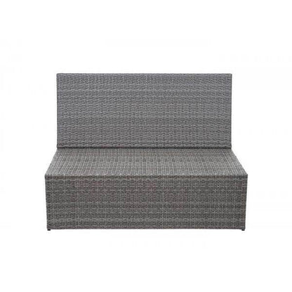 Poly-Rattan 2er HWC-G16, Lounge-Gartenbank Sitzbank Gastronomie 120cm ~ grau, Kissen dunkelgrau - Palo24