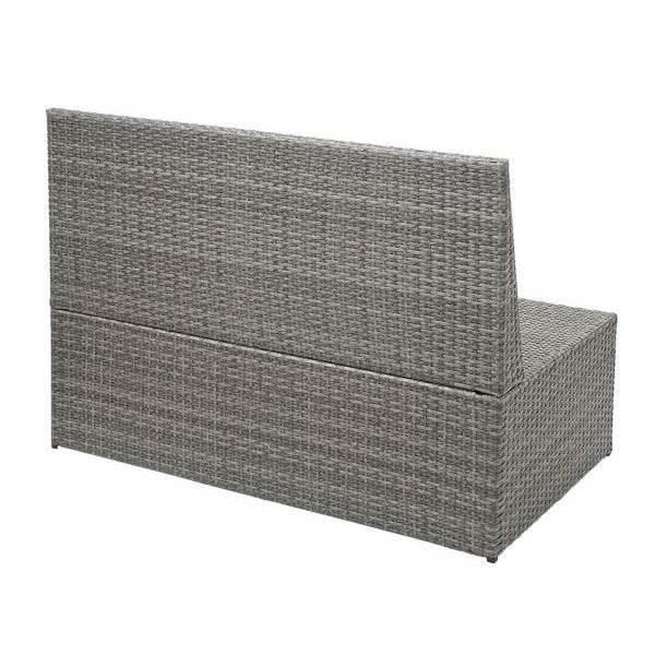 Poly-Rattan 2er HWC-G16, Lounge-Gartenbank Sitzbank Gastronomie 120cm ~ grau, Kissen dunkelgrau - Palo24