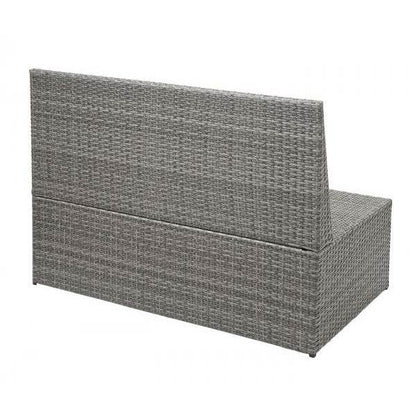 Poly-Rattan 2er HWC-G16, Lounge-Gartenbank Sitzbank Gastronomie 120cm ~ grau, Kissen dunkelgrau - Palo24
