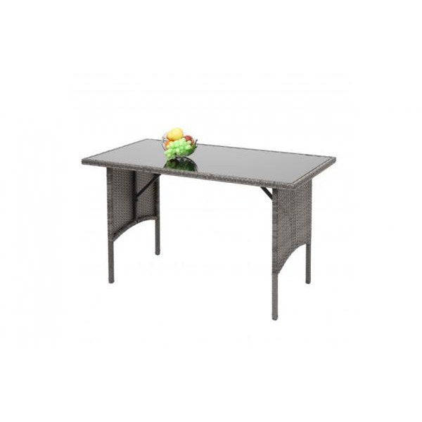 Tavolo da pranzo in polyrattan HWC-G16, tavolo da pranzo, tavolo da giardino, catering 112x60cm ~ grigio