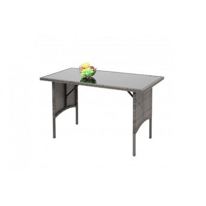 Tavolo da pranzo in polyrattan HWC-G16, tavolo da pranzo, tavolo da giardino, catering 112x60cm ~ grigio